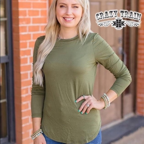Crazy Train Tops - Crazy Train Olive Long sleeve top